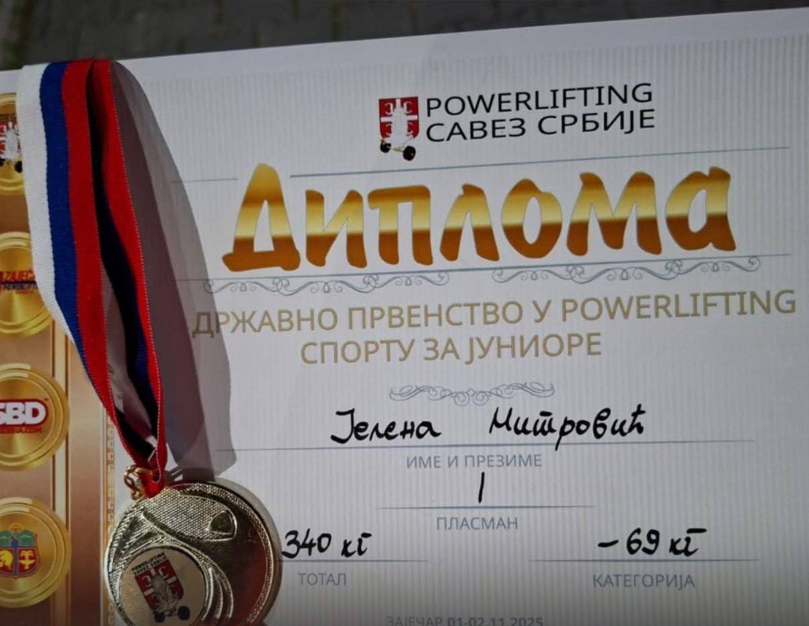 Inđija slavi zlato Jelene Mitrović i postavljanje novih državnih rekorda